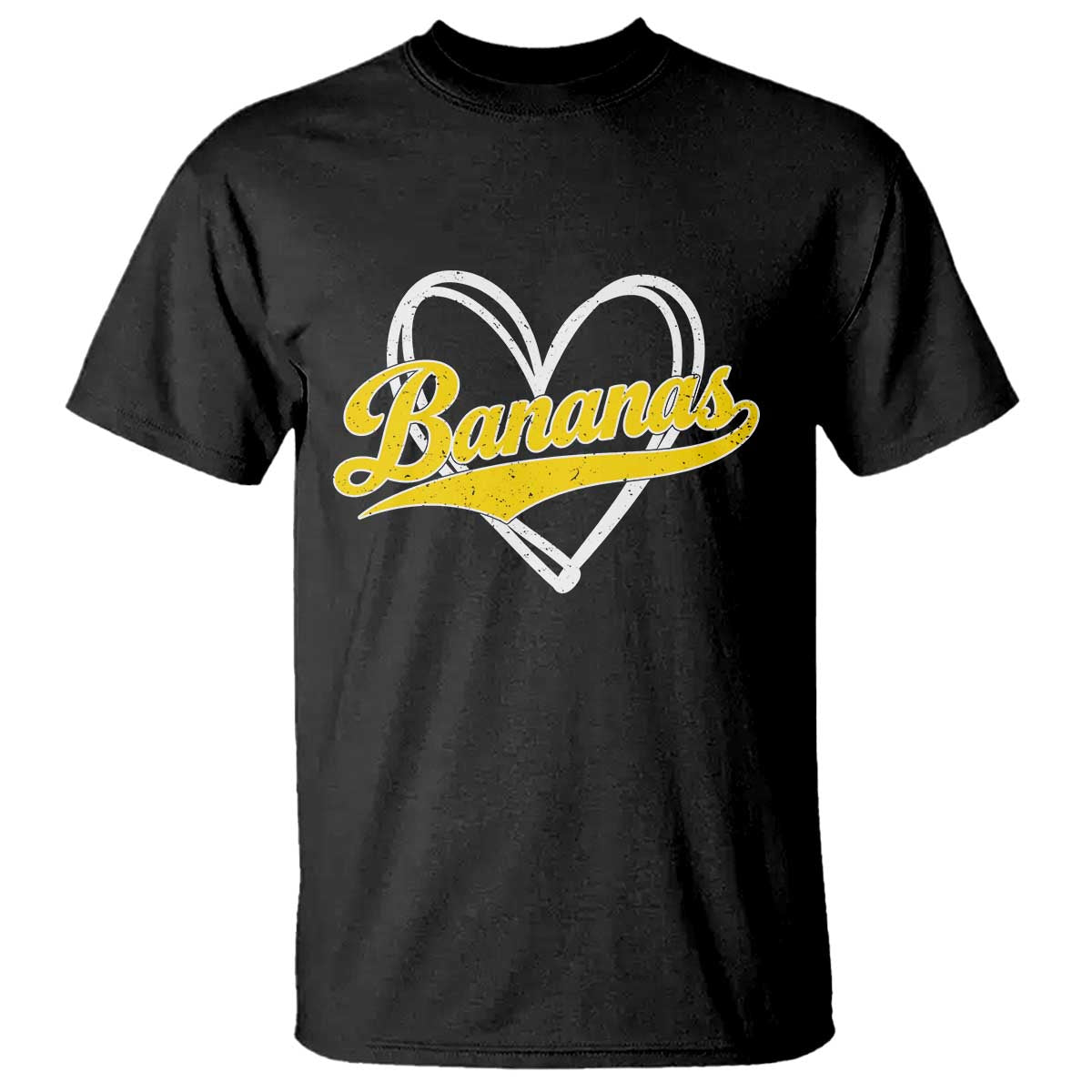 Bananas Vintage Heart Baseball Fan Game Day T Shirt TS11 Black Print Your Wear