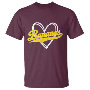 Bananas Vintage Heart Baseball Fan Game Day T Shirt TS11 Maroon Print Your Wear