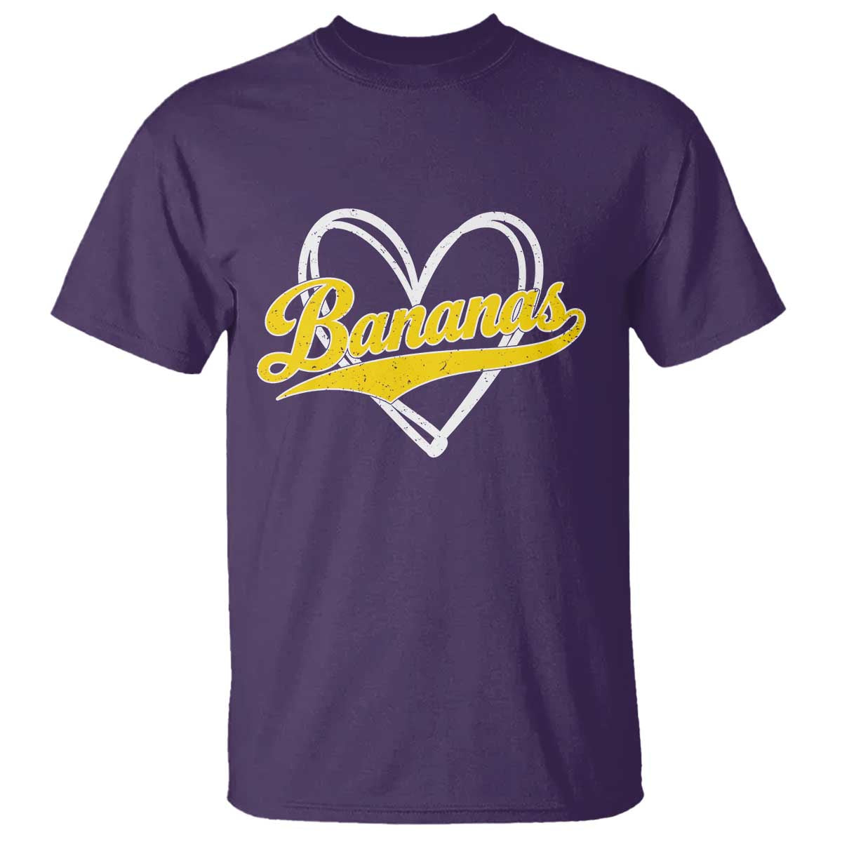 Bananas Vintage Heart Baseball Fan Game Day T Shirt TS11 Purple Print Your Wear