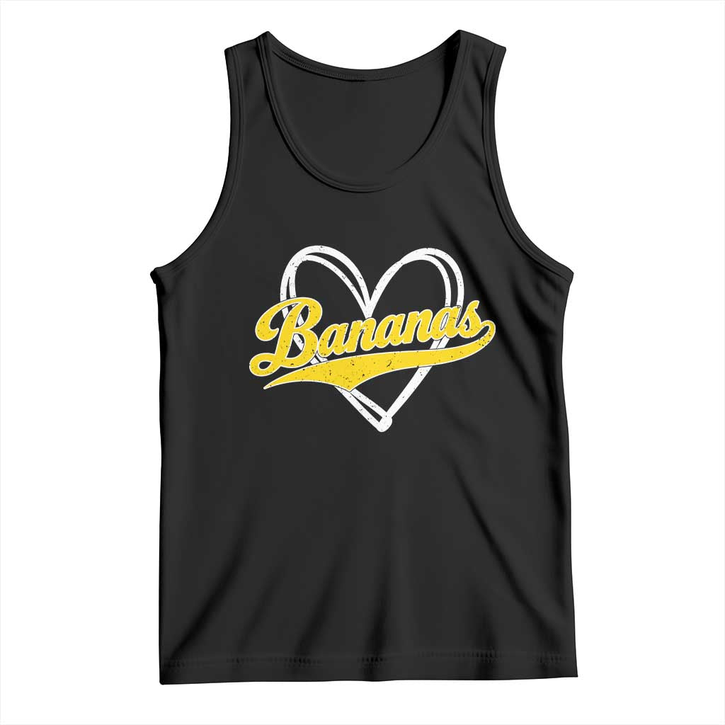 Bananas Vintage Heart Baseball Fan Game Day Tank Top TS11 Black Print Your Wear