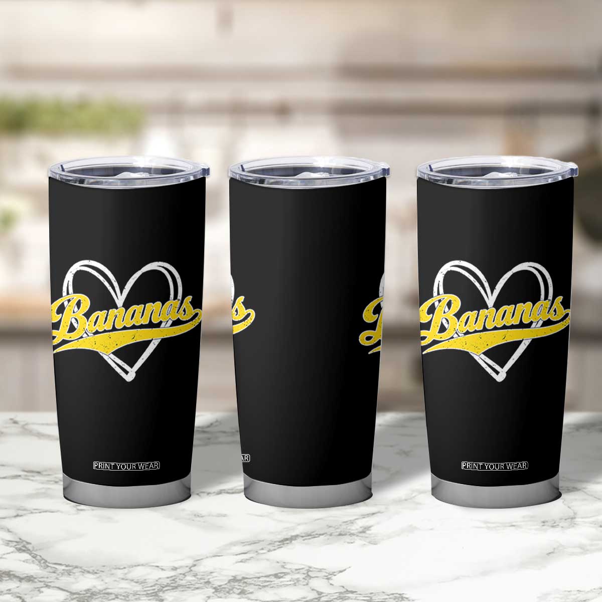 Bananas Vintage Heart Baseball Fan Game Day Tumbler Cup TS11 Print Your Wear
