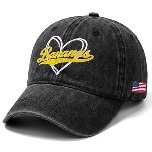 Bananas Vintage Heart Baseball Fan Game Day Washed Cotton Baseball Cap TS11 Print Your Wear