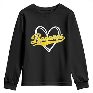 Bananas Vintage Heart Baseball Fan Game Day Youth Sweatshirt TS11 Black Print Your Wear