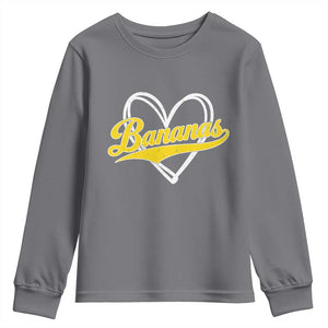 Bananas Vintage Heart Baseball Fan Game Day Youth Sweatshirt TS11 Charcoal Print Your Wear