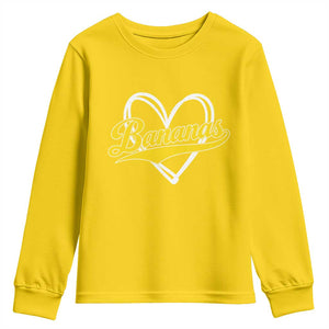 Bananas Vintage Heart Baseball Fan Game Day Youth Sweatshirt TS11 Daisy Print Your Wear