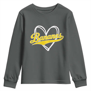Bananas Vintage Heart Baseball Fan Game Day Youth Sweatshirt TS11 Dark Heather Print Your Wear