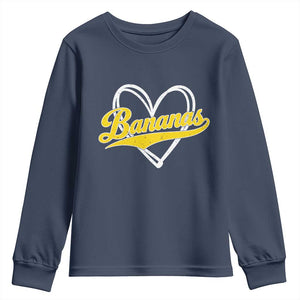 Bananas Vintage Heart Baseball Fan Game Day Youth Sweatshirt TS11 Navy Print Your Wear