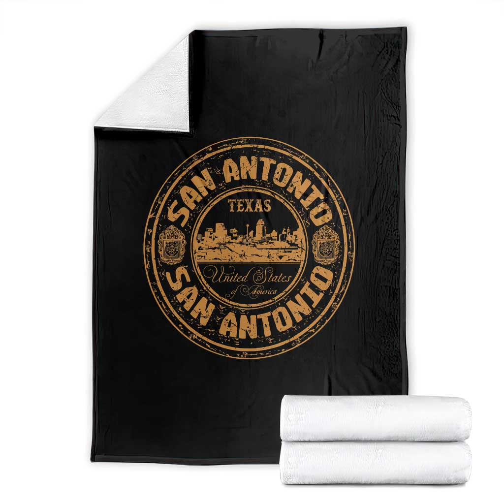 San Antonio Texas TX Vintage Souvenir Texan Pride Throw Blanket TS11 Black Print Your Wear