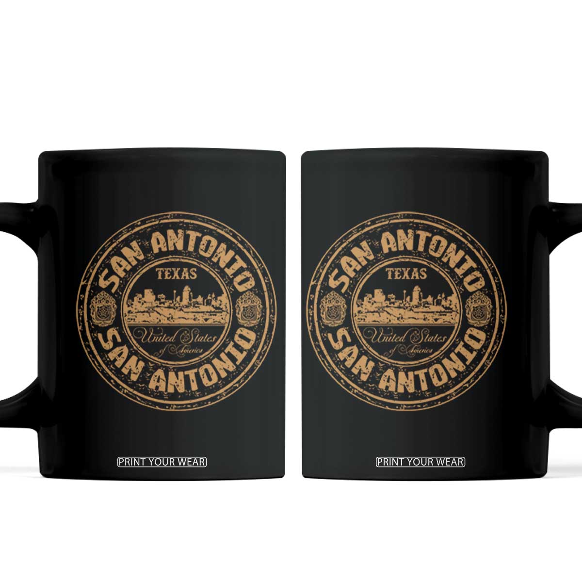 San Antonio Texas TX Vintage Souvenir Texan Pride Coffee Mug TS11 Black Print Your Wear