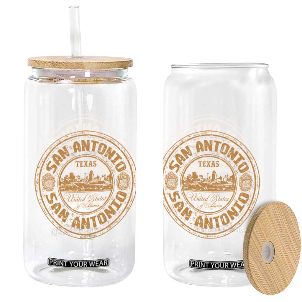 San Antonio Texas TX Vintage Souvenir Texan Pride Glass Can TS11 Print Your Wear