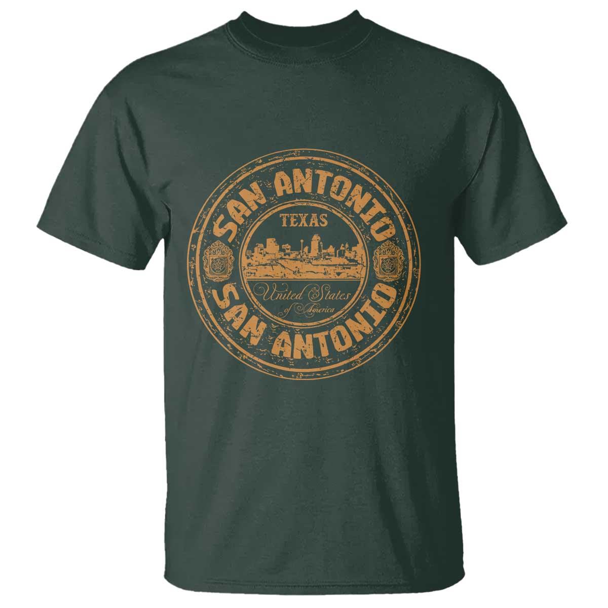 San Antonio Texas TX Vintage Souvenir Texan Pride T Shirt TS11 Dark Forest Green Print Your Wear