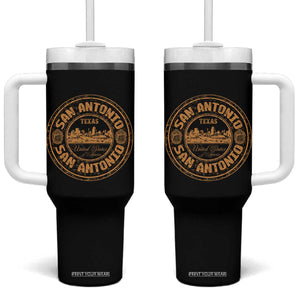 San Antonio Texas TX Vintage Souvenir Texan Pride Tumbler With Handle TS11 One Size: 40 oz Black Print Your Wear