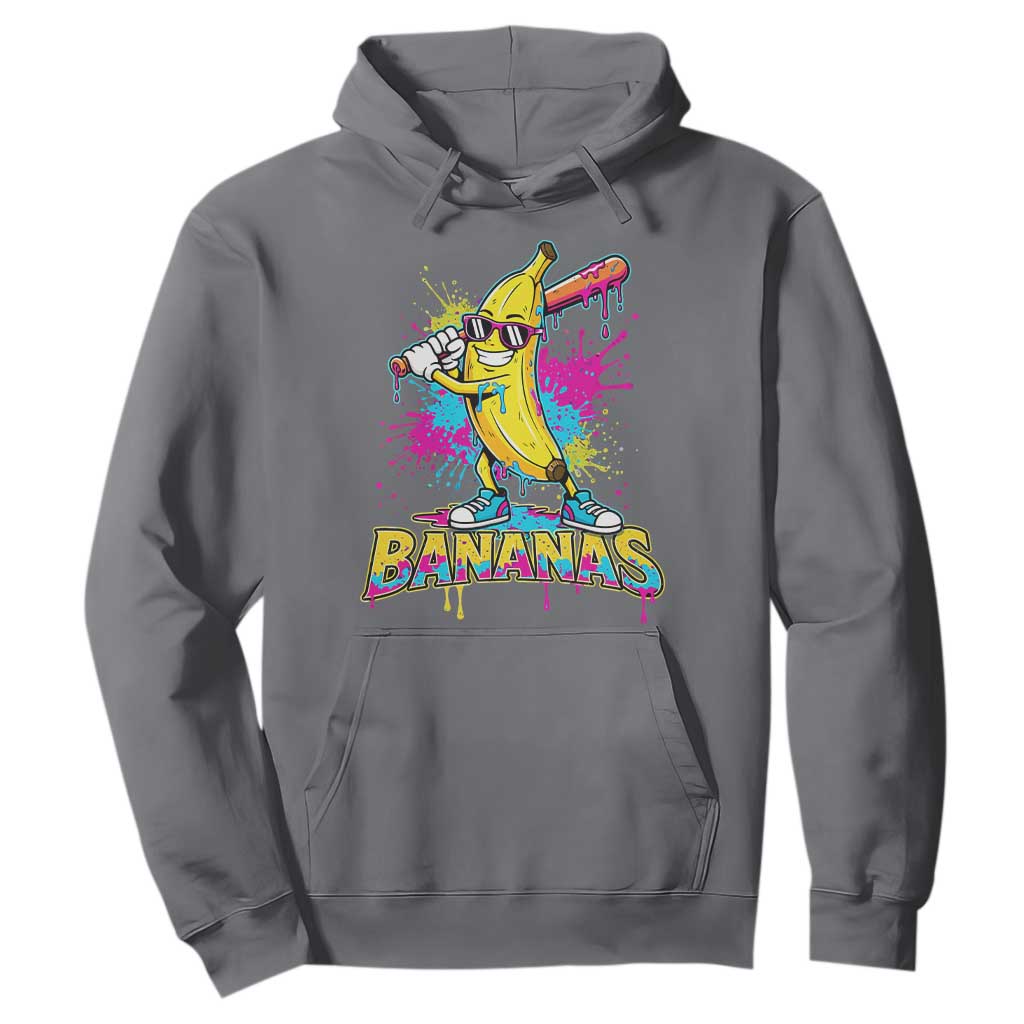 Funny Bananas Baseball Drip Ice Cream Sports Splatter Hoodie TS11 Charcoal Print Your Wear