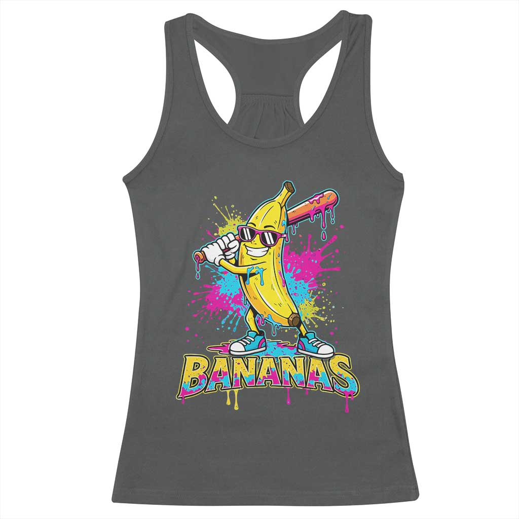 Funny Bananas Baseball Drip Ice Cream Sports Splatter Racerback Tank Top TS11 Dark Heather Print Your Wear