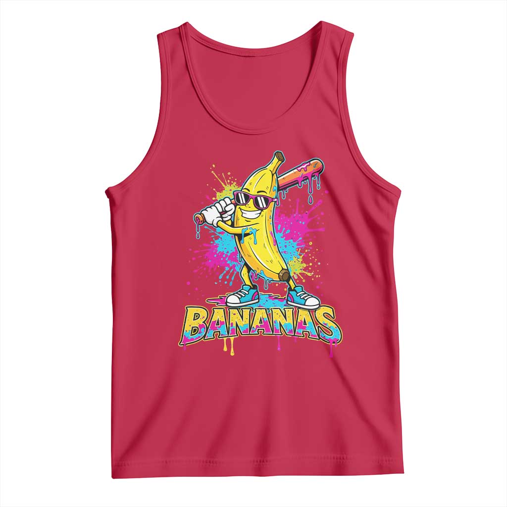 Funny Bananas Baseball Drip Ice Cream Sports Splatter Tank Top TS11 Red Print Your Wear
