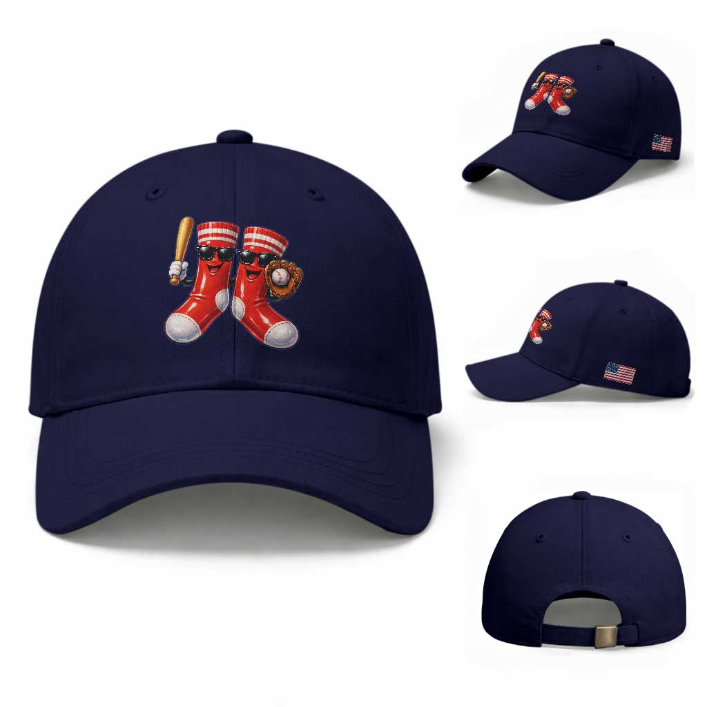 Funny Red Socks Playing Baseball Graphic Sport Game Day Baseball Cap TS11 Baseball Cap Universal Fit Dark Blue Print Your Wear
