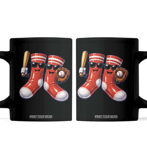 Funny Red Socks Playing Baseball Graphic Sport Game Day Coffee Mug TS11 Black Print Your Wear