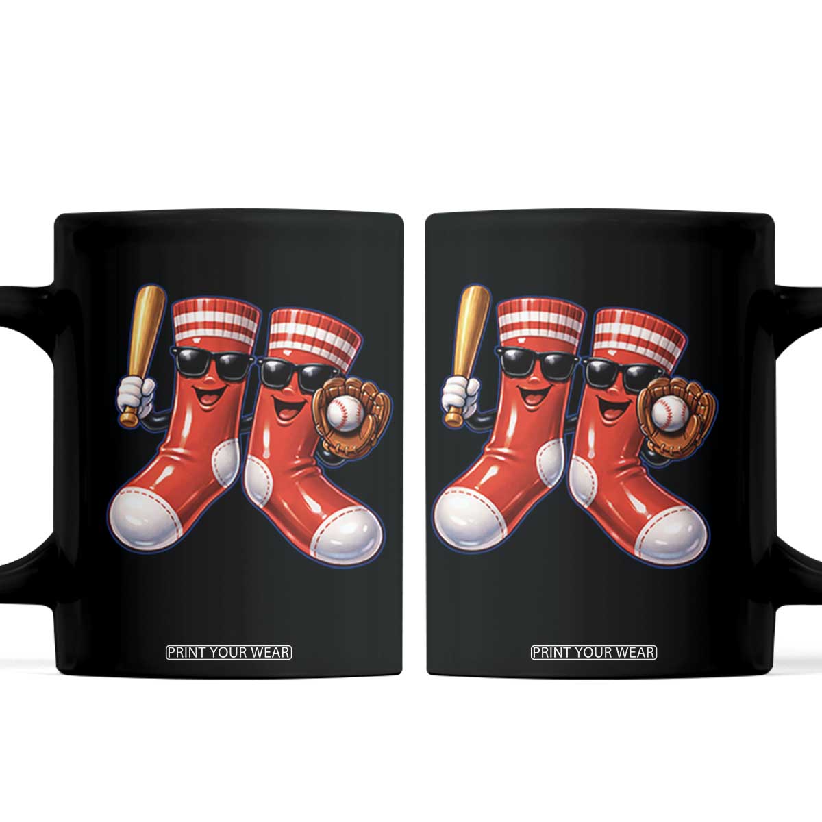 Funny Red Socks Playing Baseball Graphic Sport Game Day Coffee Mug TS11 Black Print Your Wear