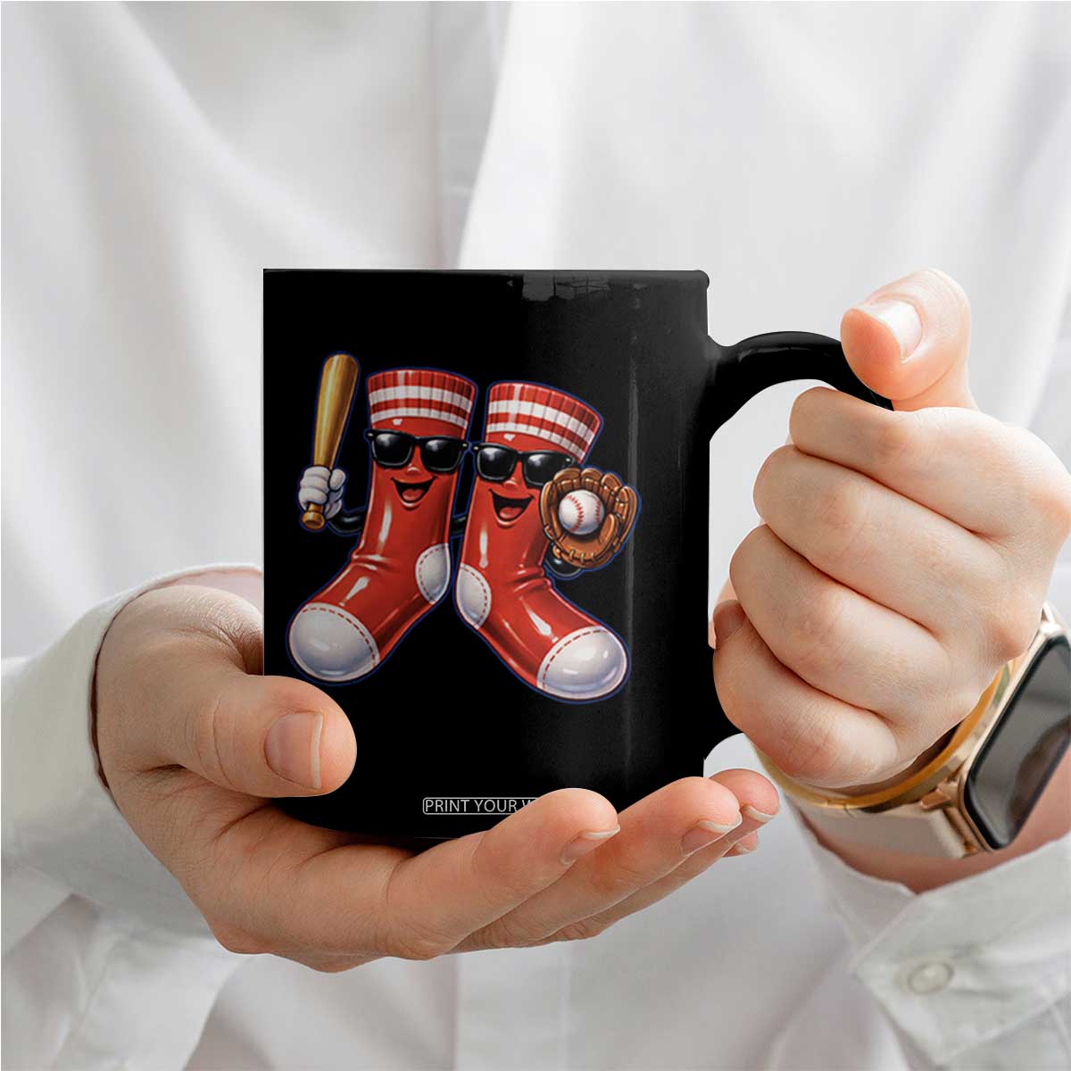 Funny Red Socks Playing Baseball Graphic Sport Game Day Coffee Mug TS11 Print Your Wear