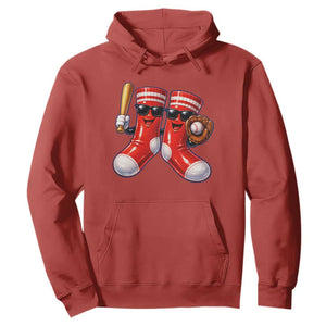 Funny Red Socks Playing Baseball Graphic Sport Game Day Hoodie TS11 Red Print Your Wear