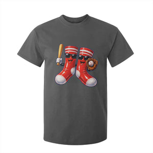 Funny Red Socks Playing Baseball Graphic Sport Game Day T Shirt For Kid TS11 Dark Heather Print Your Wear