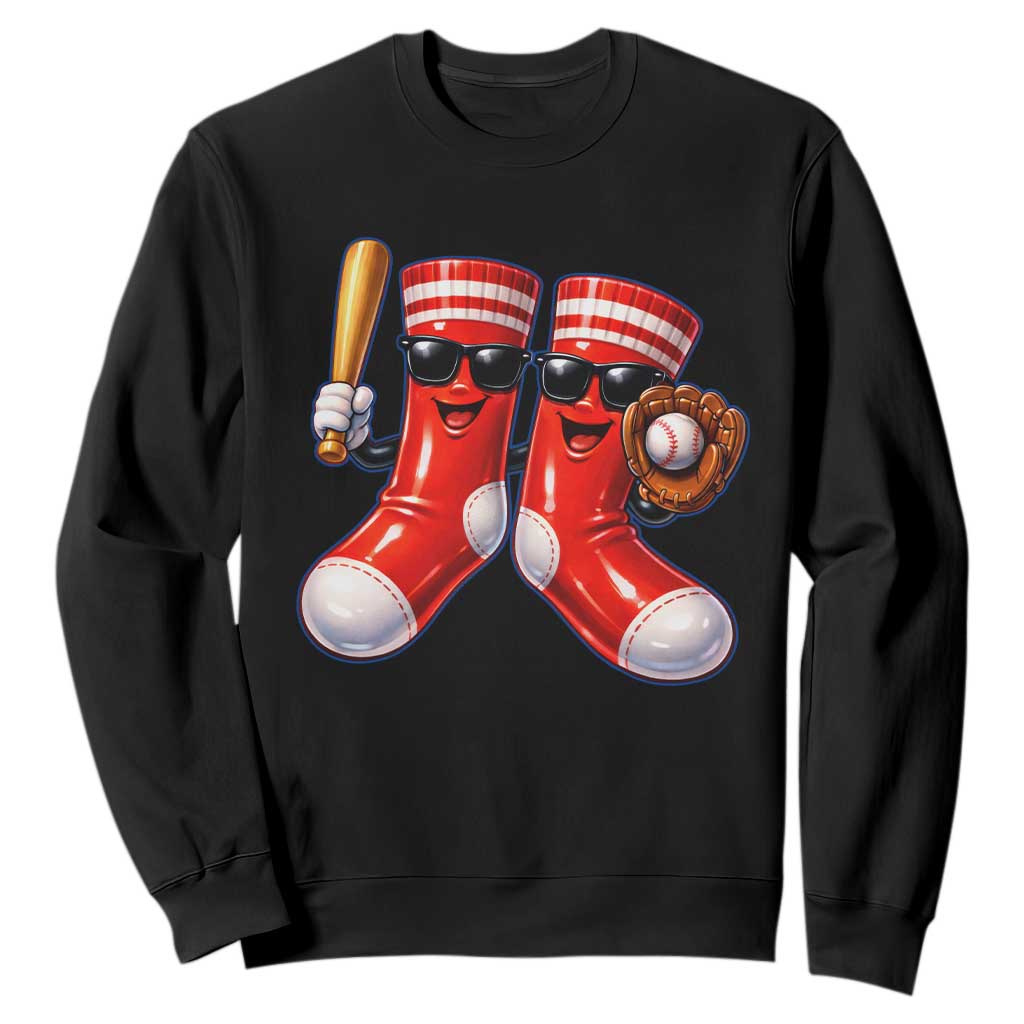 Funny Red Socks Playing Baseball Graphic Sport Game Day Sweatshirt TS11 Black Print Your Wear