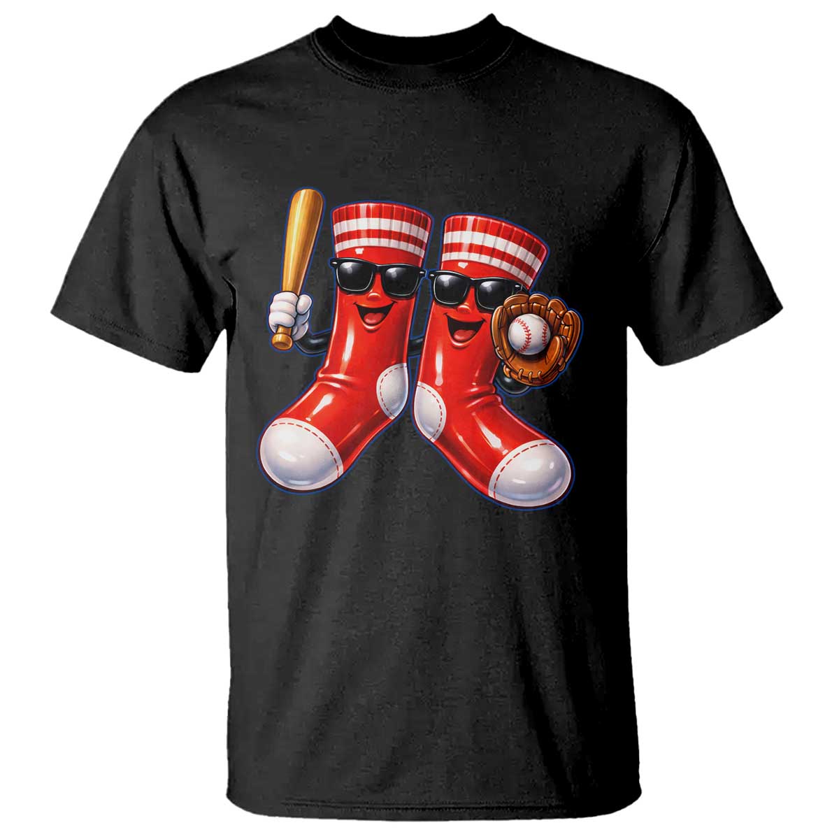 Funny Red Socks Playing Baseball Graphic Sport Game Day T Shirt TS11 Black Print Your Wear