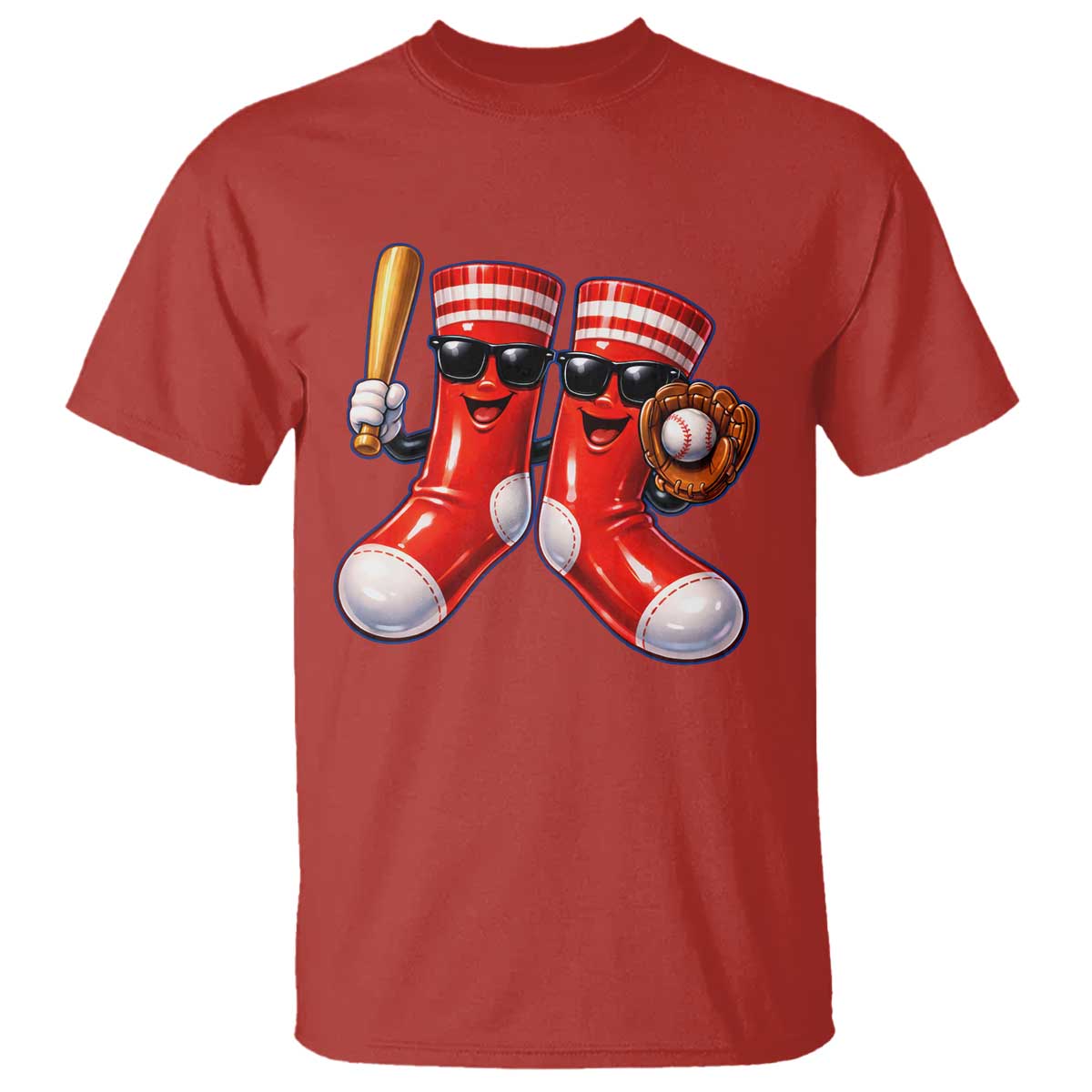 Funny Red Socks Playing Baseball Graphic Sport Game Day T Shirt TS11 Red Print Your Wear