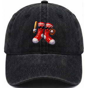 Funny Red Socks Playing Baseball Graphic Sport Game Day Washed Cotton Baseball Cap TS11 Print Your Wear