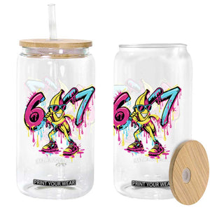 Funny 67 Banana Baseball Drip Ice Cream Six Seven Meme Glass Can TS11 Print Your Wear