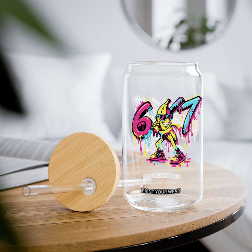 Funny 67 Banana Baseball Drip Ice Cream Six Seven Meme Glass Can TS11 Print Your Wear