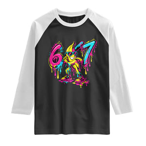 Funny 67 Banana Baseball Drip Ice Cream Six Seven Meme Raglan Shirt TS11 Black White Print Your Wear
