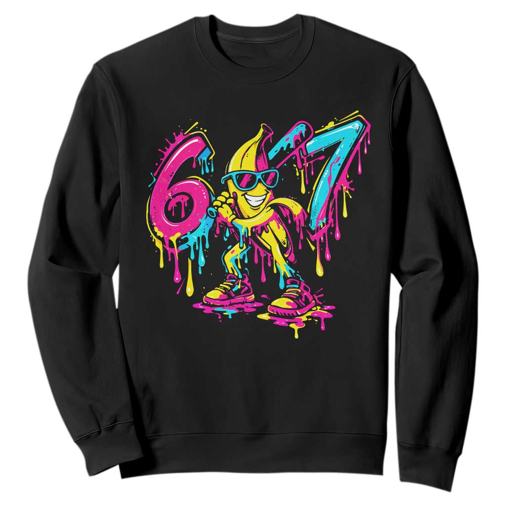 Funny 67 Banana Baseball Drip Ice Cream Six Seven Meme Sweatshirt TS11 Black Print Your Wear
