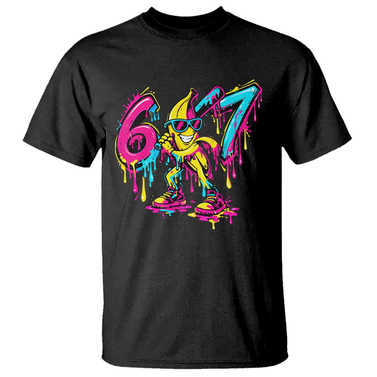 Funny 67 Banana Baseball Drip Ice Cream Six Seven Meme T Shirt TS11 Black Print Your Wear