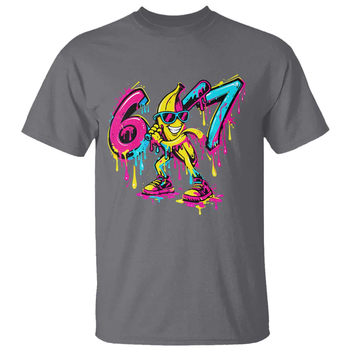 Funny 67 Banana Baseball Drip Ice Cream Six Seven Meme T Shirt TS11 Charcoal Print Your Wear