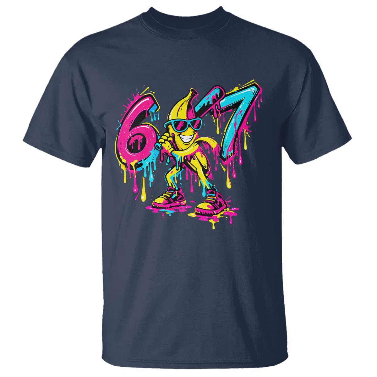 Funny 67 Banana Baseball Drip Ice Cream Six Seven Meme T Shirt TS11 Navy Print Your Wear