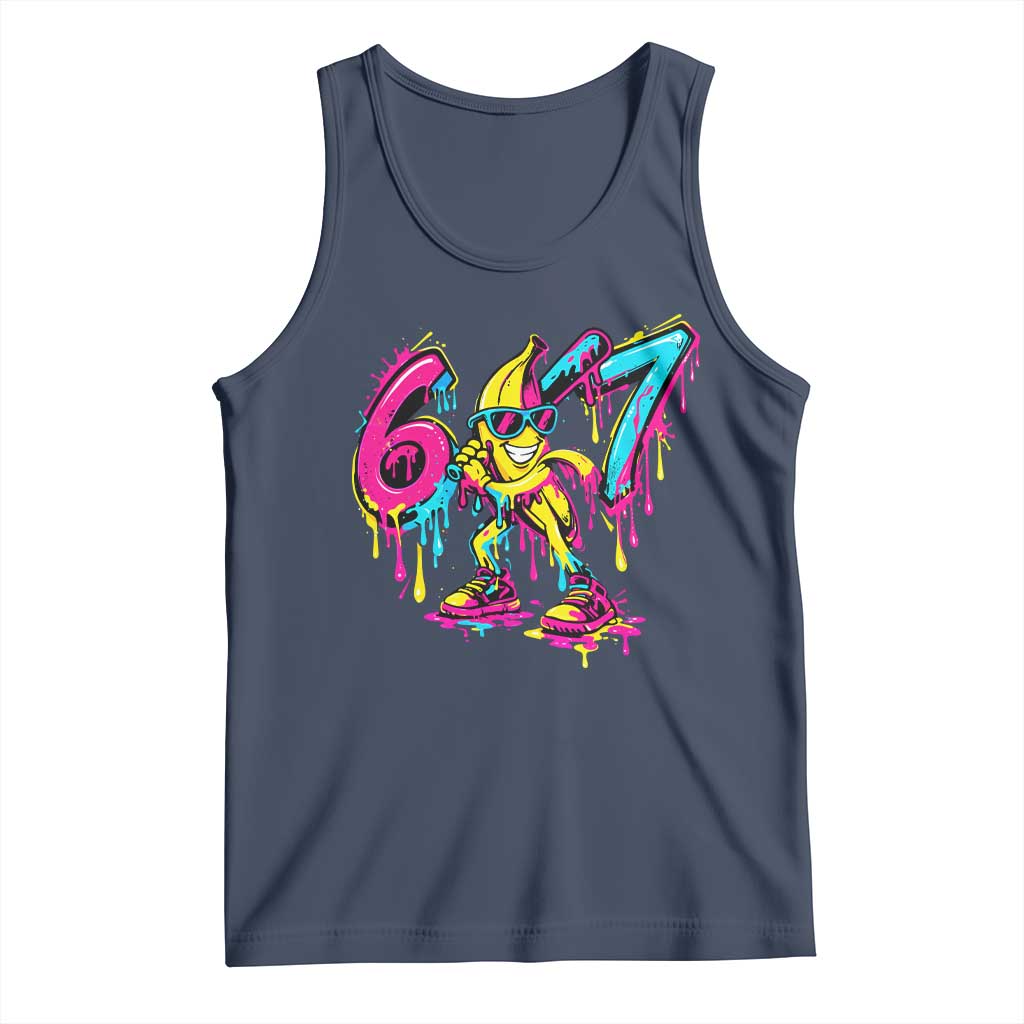 Funny 67 Banana Baseball Drip Ice Cream Six Seven Meme Tank Top TS11 Navy Print Your Wear
