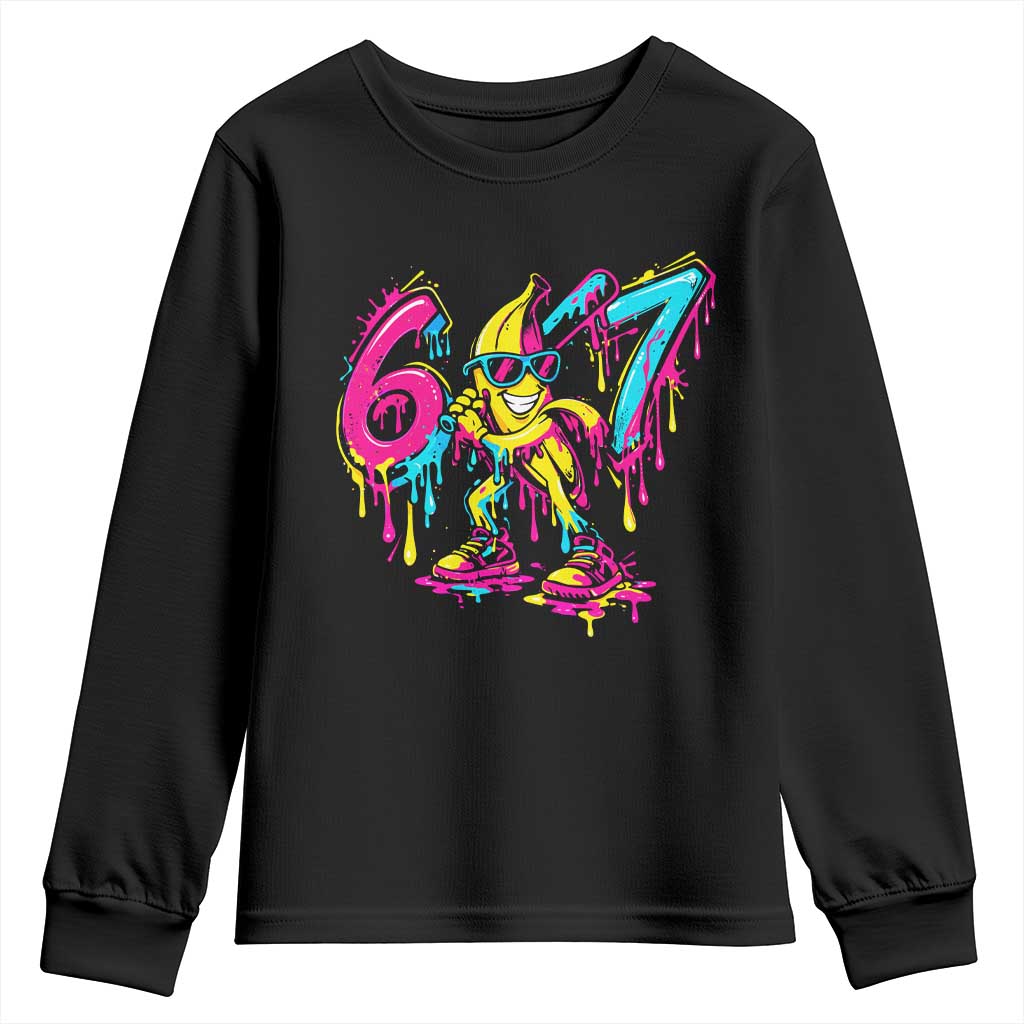Funny 67 Banana Baseball Drip Ice Cream Six Seven Meme Youth Sweatshirt TS11 Black Print Your Wear