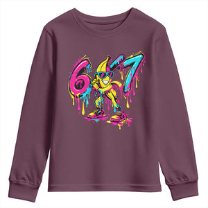 Funny 67 Banana Baseball Drip Ice Cream Six Seven Meme Youth Sweatshirt TS11 Maroon Print Your Wear