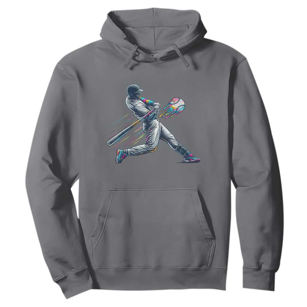 Ice Cream Baseball Player Dripping Game Day Hoodie TS11 Charcoal Print Your Wear
