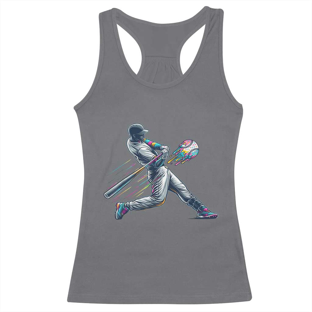 Ice Cream Baseball Player Dripping Game Day Racerback Tank Top TS11 Charcoal Print Your Wear