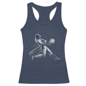 Ice Cream Baseball Player Dripping Game Day Racerback Tank Top TS11 Navy Print Your Wear
