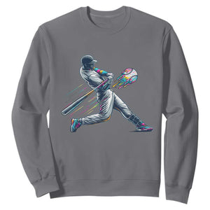 Ice Cream Baseball Player Dripping Game Day Sweatshirt TS11 Charcoal Print Your Wear