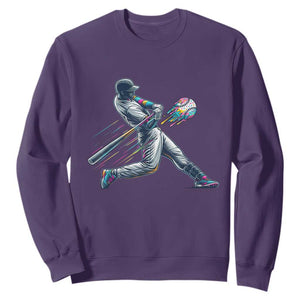 Ice Cream Baseball Player Dripping Game Day Sweatshirt TS11 Purple Print Your Wear