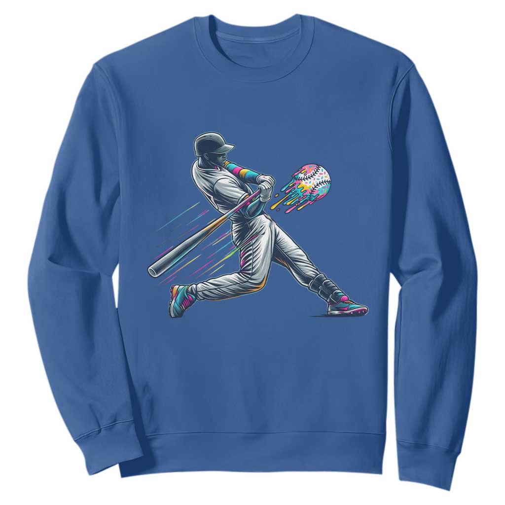 Ice Cream Baseball Player Dripping Game Day Sweatshirt TS11 Royal Blue Print Your Wear