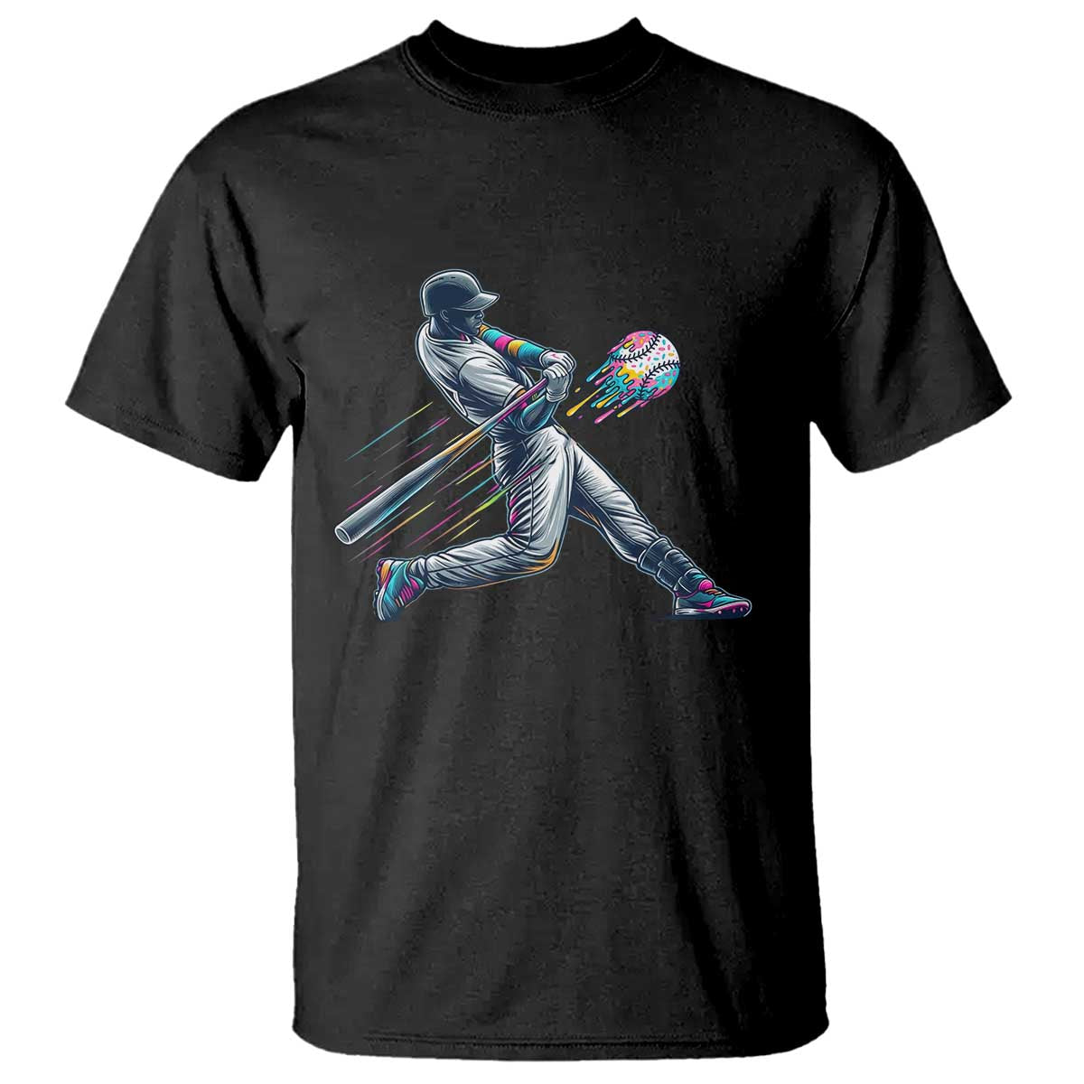 Ice Cream Baseball Player Dripping Game Day T Shirt TS11 Black Print Your Wear