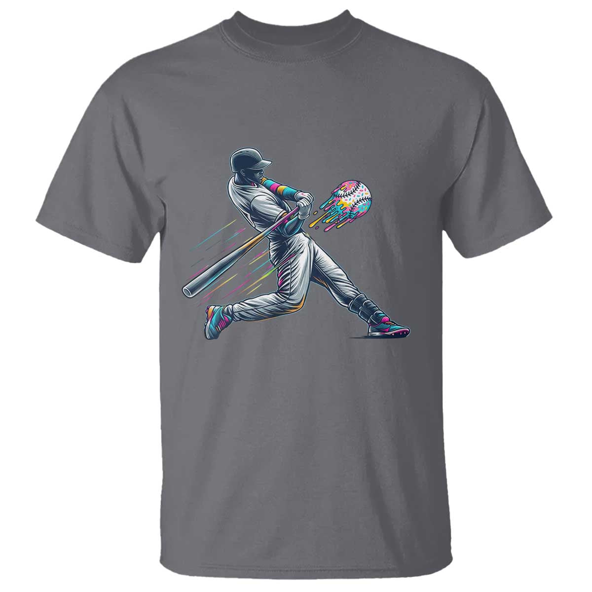 Ice Cream Baseball Player Dripping Game Day T Shirt TS11 Charcoal Print Your Wear