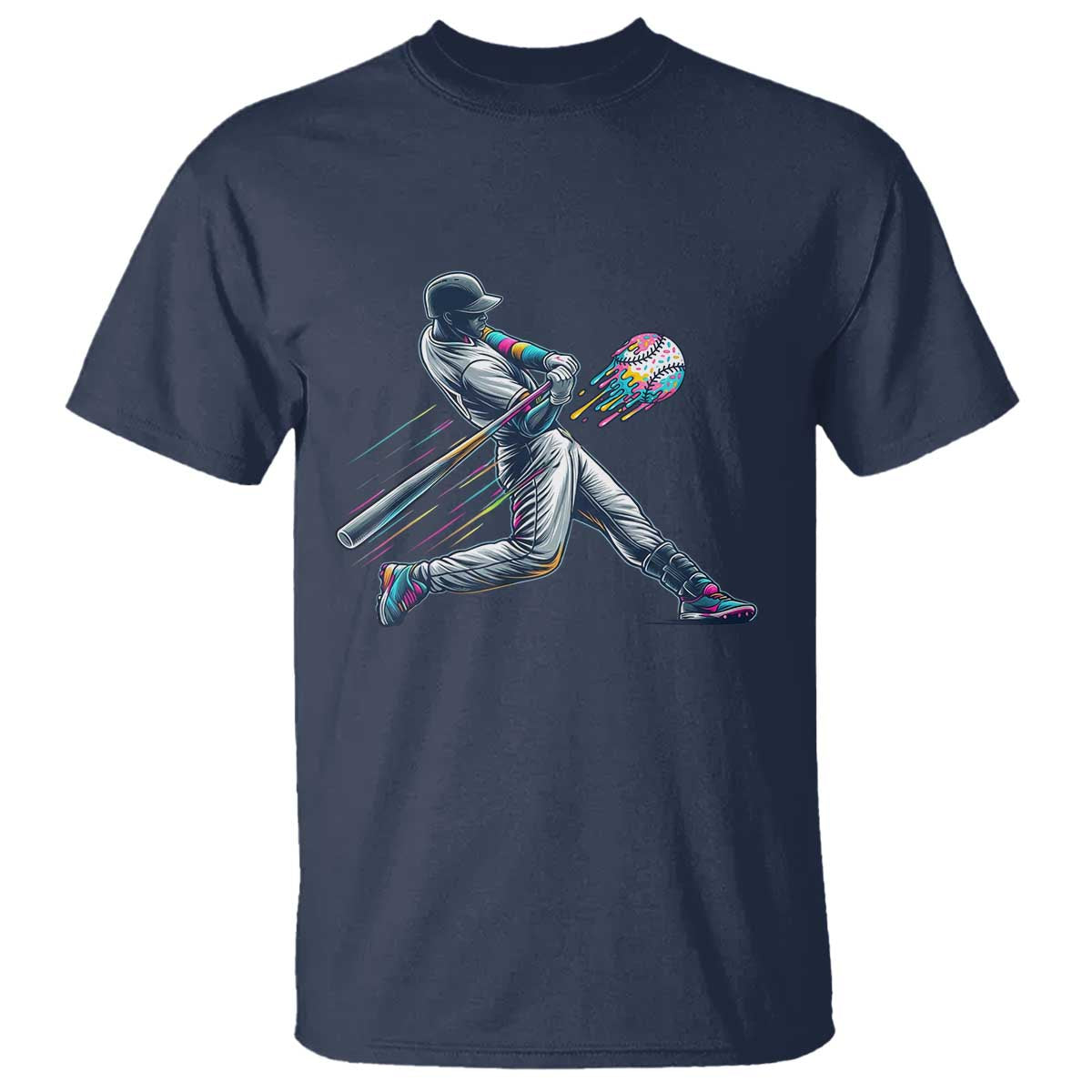 Ice Cream Baseball Player Dripping Game Day T Shirt TS11 Navy Print Your Wear