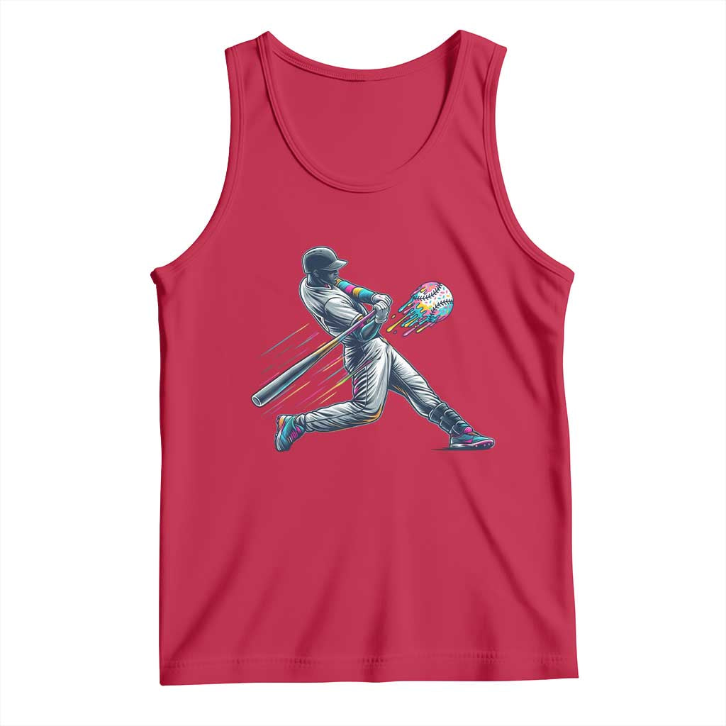 Ice Cream Baseball Player Dripping Game Day Tank Top TS11 Red Print Your Wear