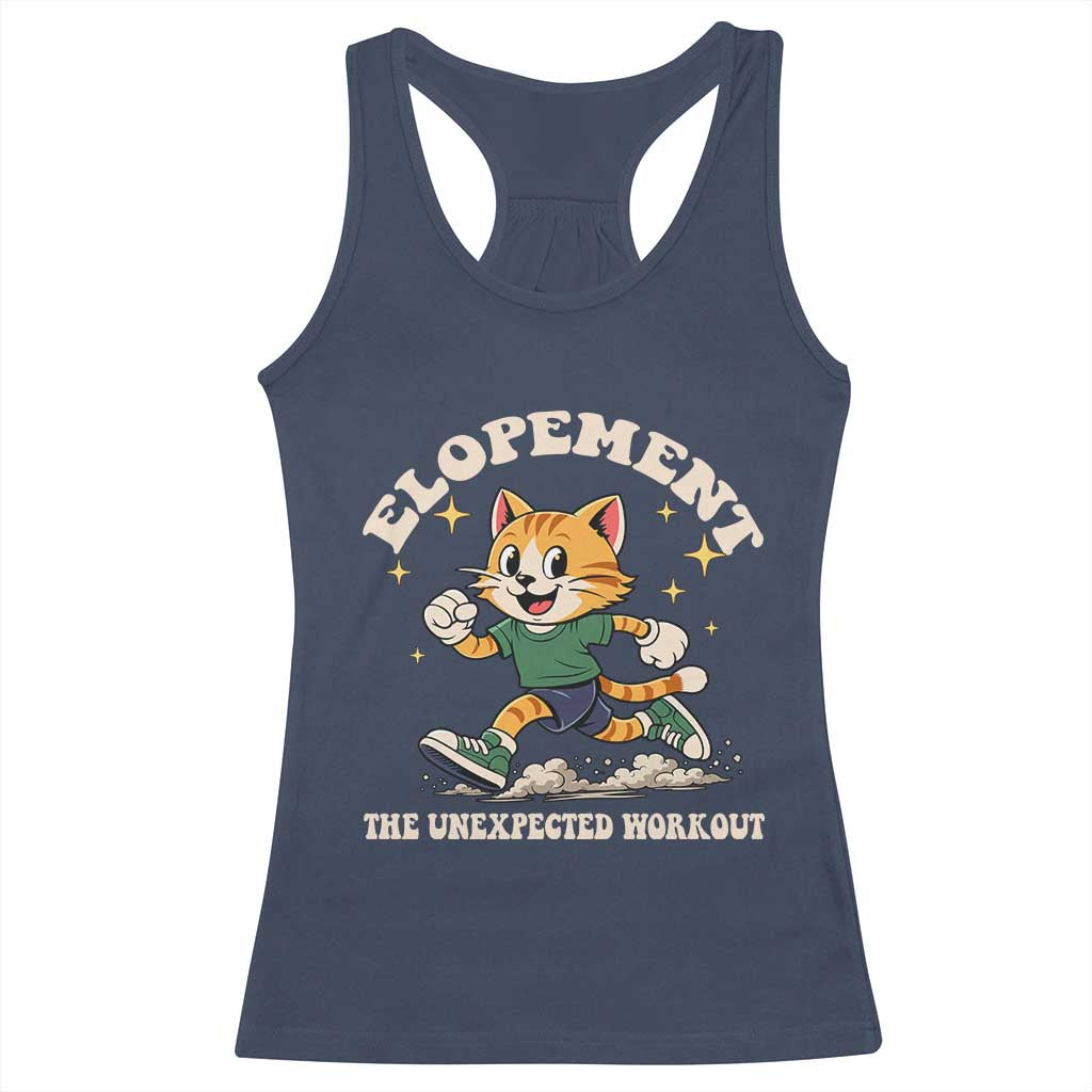Elopement The Unexpected Workout Racerback Tank Top Autism Neurodiversity Cat TS11 Navy Print Your Wear